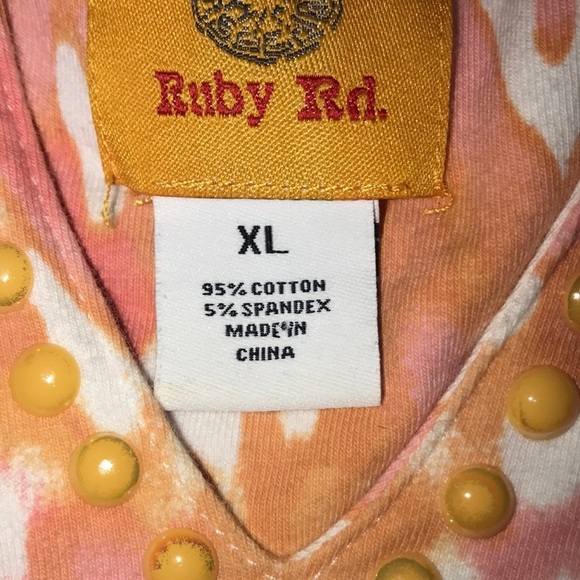 Ruby Rd. Beaded Neckline Blouse Orange XL - Picture 4 of 5